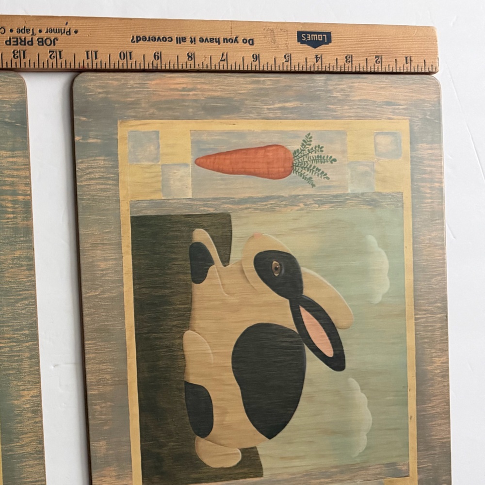 Vintage Pimpernel Placemats: Farm Animals, Decor, Set of 2 Rabbit, Rooster, Pig - Picture 4 of 4